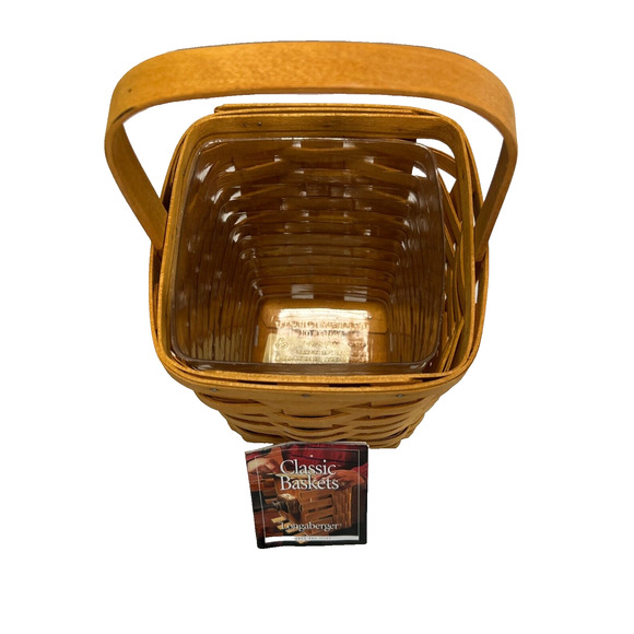 1999 Longaberger Large Peg Basket w/Protector 6.5"L x 6.5"W x 8"H - Picture 2 of 3